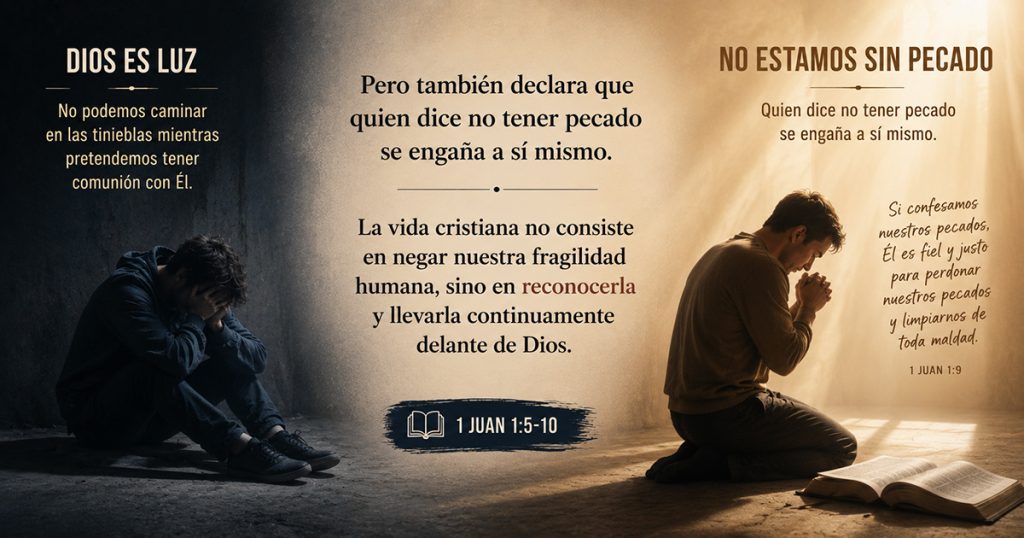 Representación de la lucha humana entre las tinieblas y la luz de Dios según 1 Juan 1.
